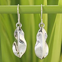 Sterling silver dangle earrings, 'Forest Leaf'