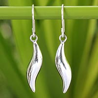 Sterling silver dangle earrings, 'Sea Current'