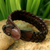 Leather wristband bracelet, 'Bangkok Weave' - Handmade Unisex Leather Wristband Bracelet (image 2b) thumbail