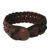 Leather wristband bracelet, 'Bangkok Weave' - Handmade Unisex Leather Wristband Bracelet