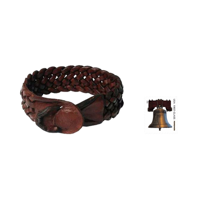 UNICEF Market  Men's Handmade Wristband Bracelet in Woven Leather by Fair  T - Bangkok Bound