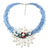 Cultured pearl and quartz flower necklace, 'Bold Blue Marigold' - Pearl and Quartz Flower Necklace (image 2d) thumbail