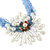 Cultured pearl and quartz flower necklace, 'Bold Blue Marigold' - Pearl and Quartz Flower Necklace (image 2e) thumbail