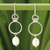 Cultured pearl dangle earrings, 'Exquisite White' - Handcrafted Thai Sterling Silver and Pearl Earrings (image 2) thumbail
