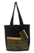 Cotton tote handbag and change purse, 'Golden Garden' - Cotton Tote Bag with Change Purse Handmade in Thailand