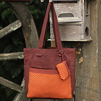 Cotton tote handbag and change purse, 'Sunshine Garden'