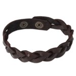 Men's leather wristband bracelet, 'Three Rivers' - Men's Leather Wristband Bracelet