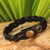 Men's leather wristband bracelet, 'Three Dark Rivers' - Men's Artisan Crafted Leather Wristband Bracelet (image 2b) thumbail