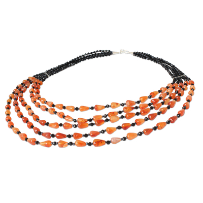 Karneol-Perlenkette - Handgefertigte Perlenkette aus Karneol