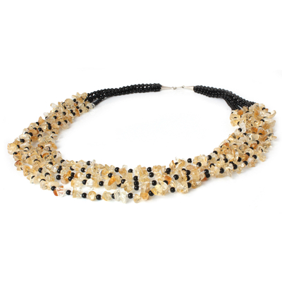 Halskette mit Citrinperlen - Perlenkette mit Citrin