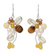 Pearl and tiger's eye cluster earrings, 'Radiant Bouquet' - Handcrafted Citrine and Tiger's Eye Beaded Earrings