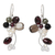 Cultured pearl and garnet cluster earrings, 'Radiant Bouquet' - Smoky Quartz and Garnet Dangle Earrings thumbail
