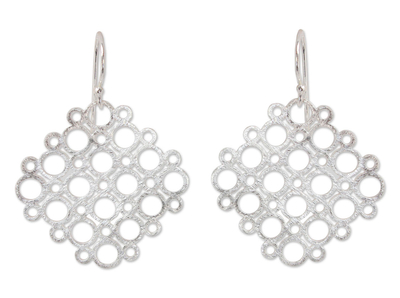 Sterling silver dangle earrings, 'Encircling Light' - Sterling silver dangle earrings