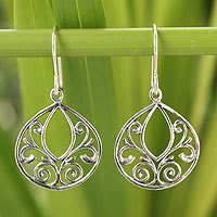 Sterling silver dangle earrings, 'Ornate Lace' - Hand Made Sterling Silver Dangle Earrings from Thailand