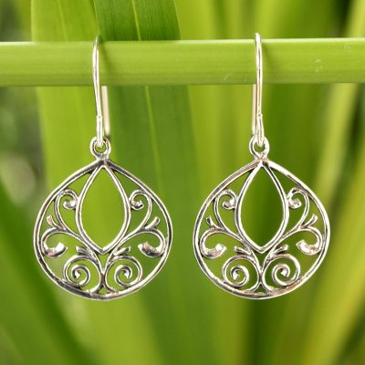 Sterling silver dangle earrings, 'Ornate Lace' - Hand Made Sterling Silver Dangle Earrings from Thailand