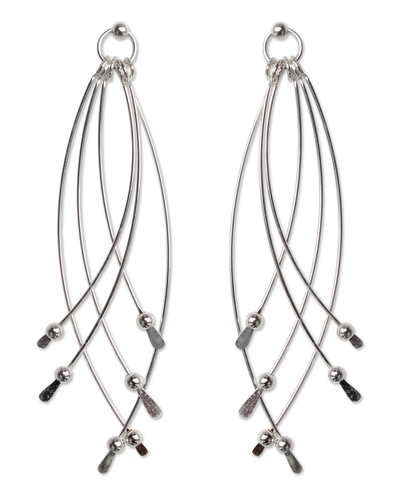Sterling silver dangle earrings, 'Early Rain' - Handcrafted Sterling Silver Dangle Earrings