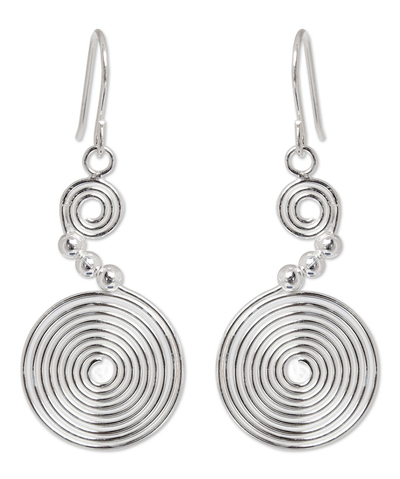 Sterling silver dangle earrings, 'Hypnotic Visions' - Handcrafted Sterling Silver Dangle Earrings
