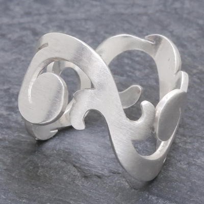 Sterling silver band ring, Sunlit Sea