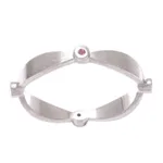 Pink tourmaline band ring, 'Corona Rose' - Sterling Silver Tourmaline Band Ring