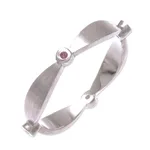 Pink tourmaline band ring, 'Corona Rose' - Sterling Silver Tourmaline Band Ring
