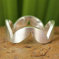Sterling silver band ring, 'Harmony' - Sterling silver band ring