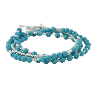 Beaded wrap bracelet, 'Turquoise Universal Harmony' - Beaded wrap bracelet