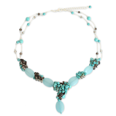 Gemstone beaded necklace, 'Peaceful Sky' - Handmade Beaded Quartz Necklace