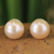 Cultured pearl button earrings, 'Dawn Serenade' - Hand Made Pearl Earrings (image 2) thumbail