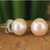 Cultured pearl button earrings, 'Dawn Serenade' - Hand Made Pearl Earrings (image 2b) thumbail