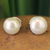 Cultured pearl button earrings, 'Cloud Serenade' - Bridal Pearl Button Earrings thumbail