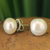 Cultured pearl button earrings, 'Cloud Serenade' - Bridal Pearl Button Earrings (image 2b) thumbail