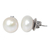 Cultured pearl stud earrings, 'Cloud Serenade' - Bridal Pearl Button Earrings