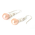 Cultured pearl dangle earrings, 'Sweet Peach Glamour' - Handcrafted Pearl Earrings (image 2b) thumbail