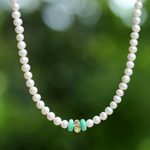 Cultured pearl and amazonite strand necklace, 'Lovely Lady' - Pearl and Amazonite Necklace