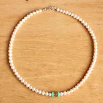 Cultured pearl and amazonite strand necklace, 'Lovely Lady' - Pearl and Amazonite Necklace