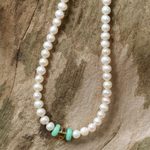 Cultured pearl and amazonite strand necklace, 'Lovely Lady' - Pearl and Amazonite Necklace
