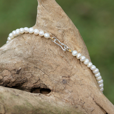 Halskette aus Zuchtperlen und Amazonitsträngen - Perlen- und Amazonit-Halskette