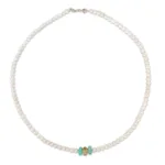 Cultured pearl and amazonite strand necklace, 'Lovely Lady' - Pearl and Amazonite Necklace