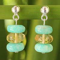 Amazonite and citrine dangle earrings, 'Lovely Lady' - Amazonite and Citrine Dangle Earrings