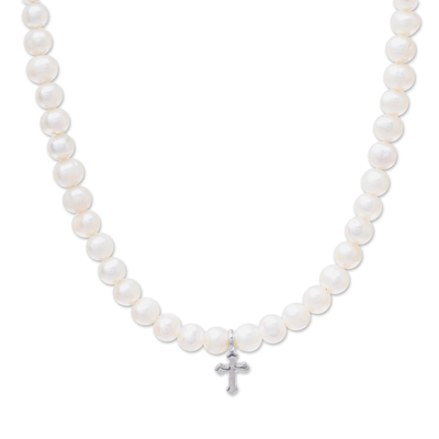 Cultured pearl strand necklace, 'Spirit of Faith' - Pearl Strand Necklace