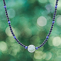 Onyx and sodalite beaded necklace, 'Neptune's Queen' - Handmade Onyx Necklace