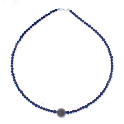 Halskette aus Onyx- und Sodalithperlen - Handgefertigte Onyx-Halskette