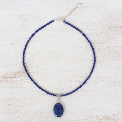 Lapis lazuli pendant necklace, 'Blue Lady' - Handmade Lapis Lazuli Pendant Necklace