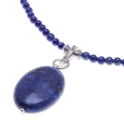 Lapis lazuli pendant necklace, 'Blue Lady' - Handmade Lapis Lazuli Pendant Necklace