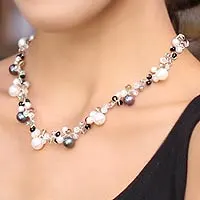 Cultured pearl choker, 'A Spark of Romance' - Pearl Choker Necklace