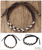Silver accent braided bracelet, 'Hill Tribe Trio' - Silver Beaded Bracelet