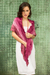 Silk scarf, 'Rose Magnificence' - Pleated Ombre Silk Scarf (image 2) thumbail