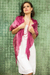 Silk scarf, 'Rose Magnificence' - Pleated Ombre Silk Scarf (image 2b) thumbail