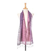 Silk scarf, 'Bold Orchid' - Silk Scarf from Thailand