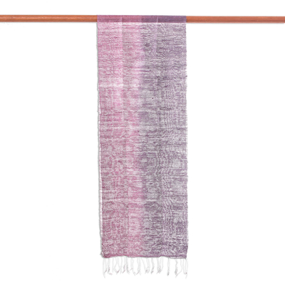 Silk scarf, 'Bold Orchid' - Pink and Purple Silk Scarf from Thailand